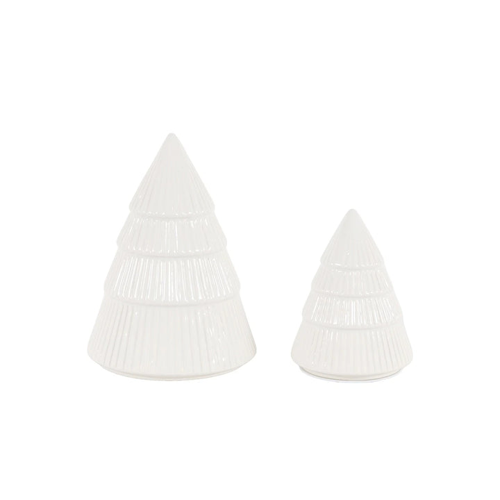Woodland Set of 2 Ceramic Tree Ornament - White