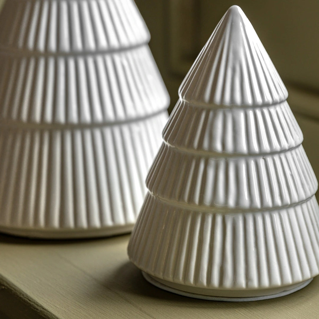 Woodland Set of 2 Ceramic Tree Ornament - White