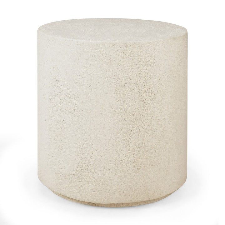 Elements Varnished Microcement Round Side Table - Off White Ethnicraft 1