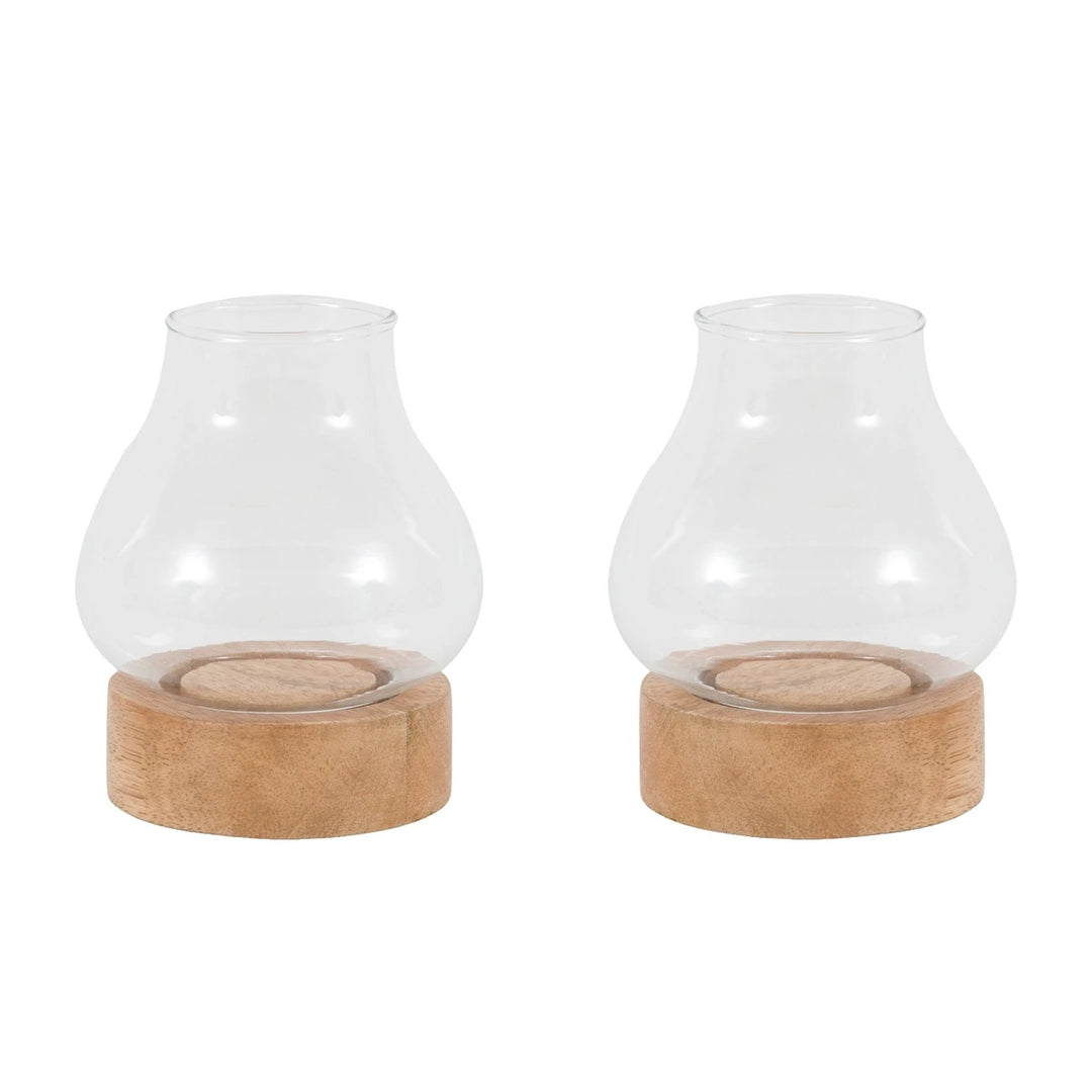 Mango Wood Set of 2 Tealight Candle Holders