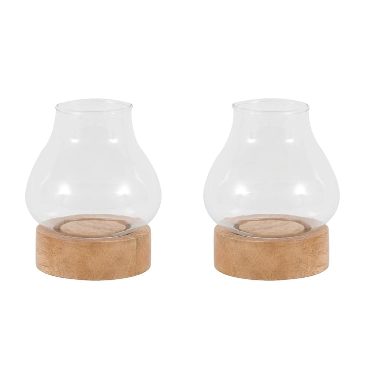 Mango Wood Set of 2 Tealight Candle Holders
