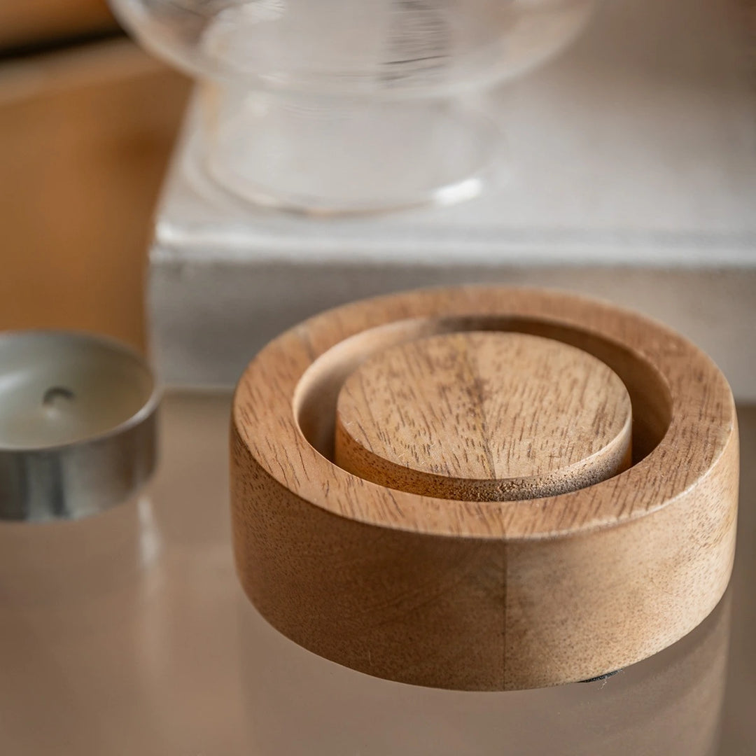 Mango Wood Set of 2 Tealight Candle Holders