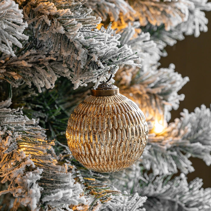 Silver Set of 6 Crackle Baubles Silver