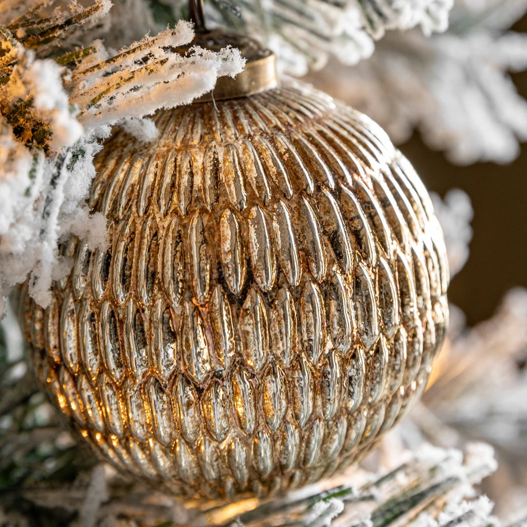Silver Set of 6 Crackle Baubles Silver
