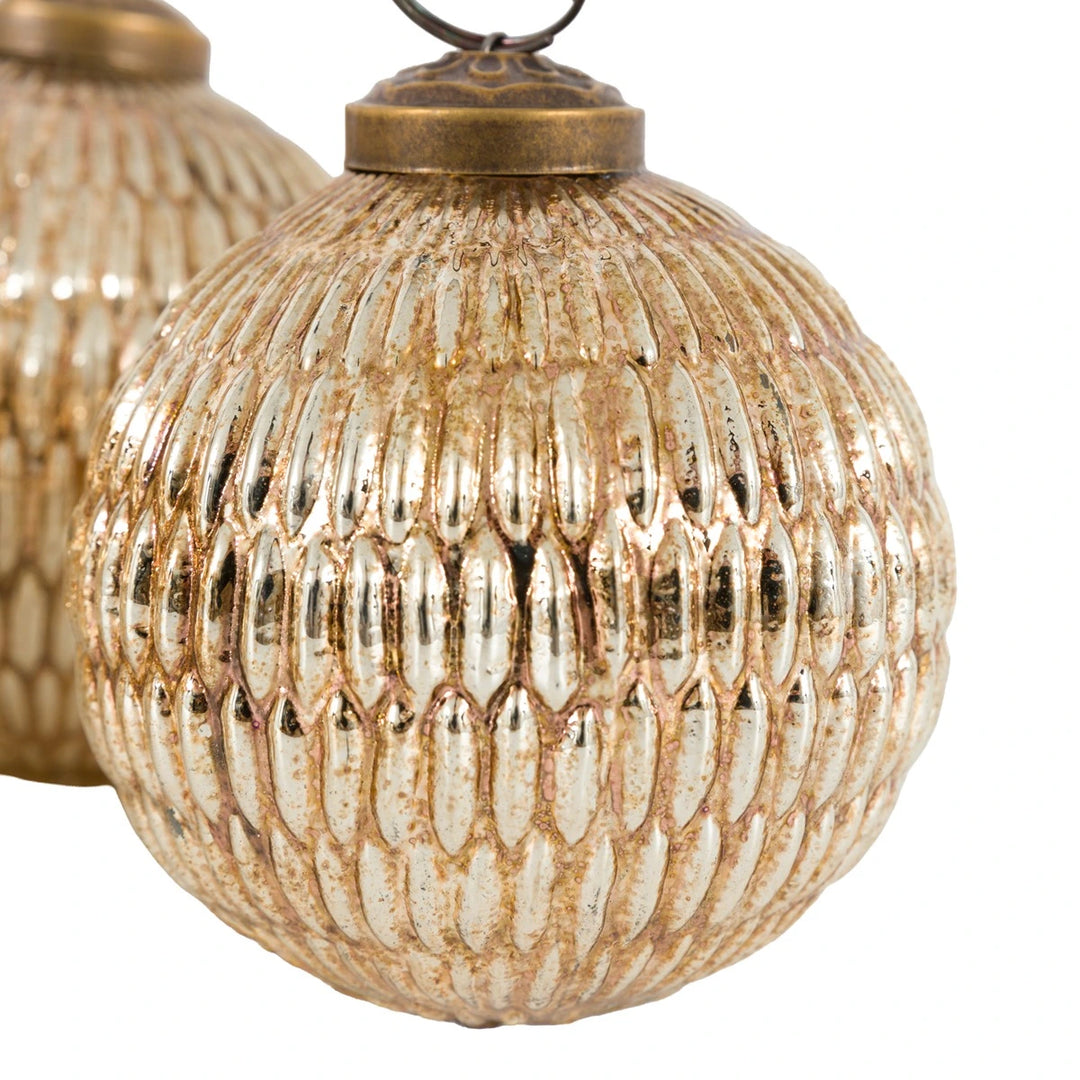 Silver Set of 6 Crackle Baubles Silver