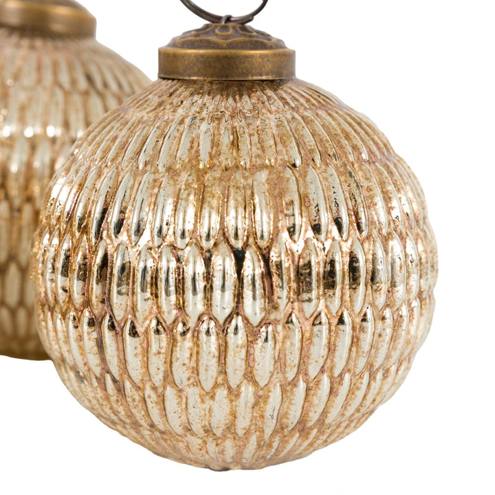 Silver Set of 6 Crackle Baubles Silver