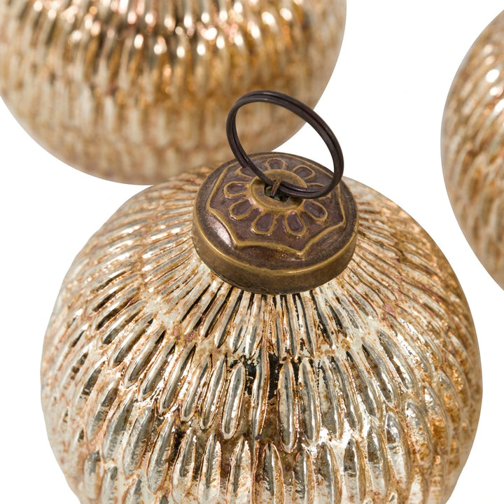 Silver Set of 6 Crackle Baubles Silver