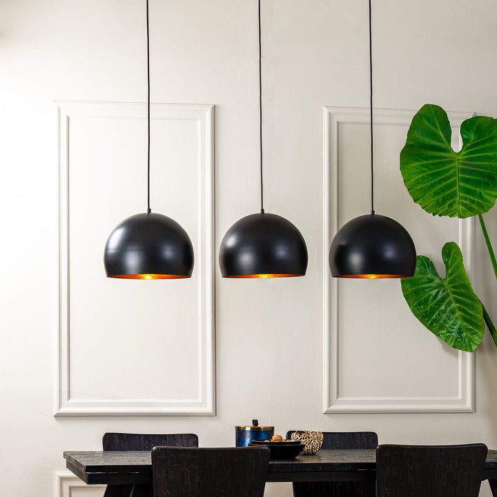 Jaicey 3 Light Pendant Light - Matte Black & Gold Light & Living 2