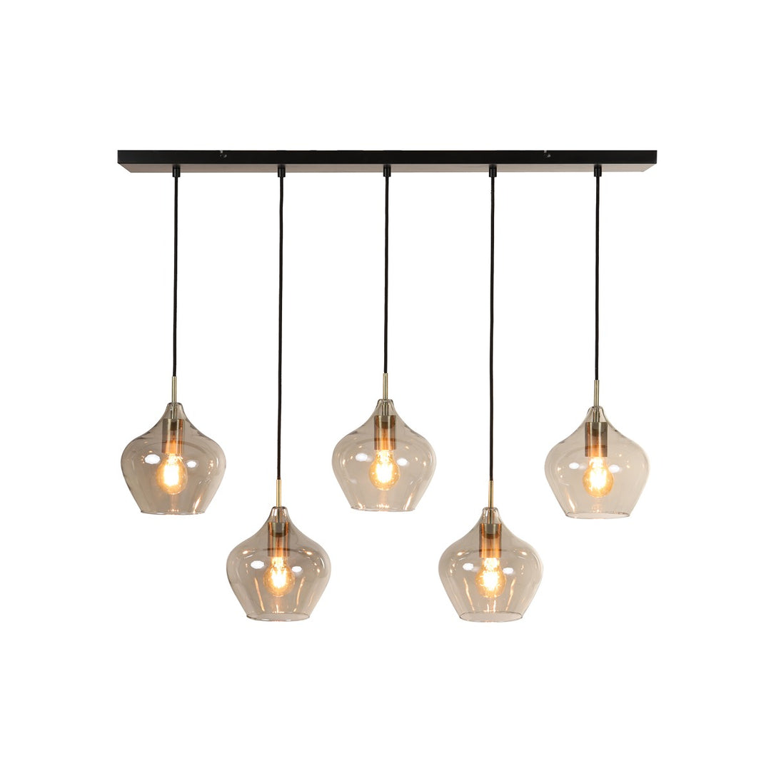 Rakel 5 Light Pendant Light - Antique Bronze & Smoked Glass Light & Living 4