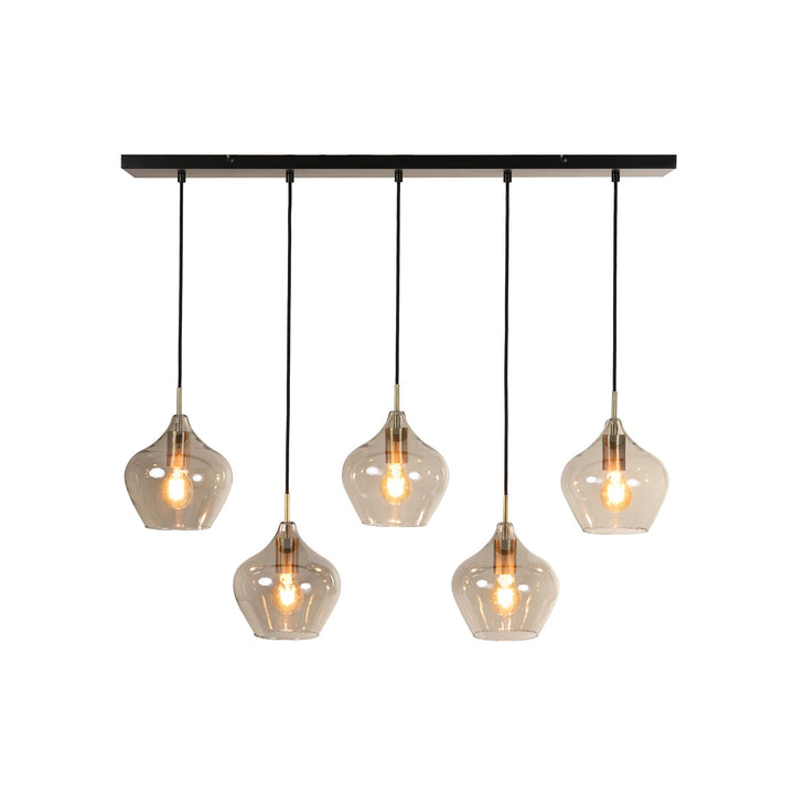 Rakel 5 Light Pendant Light - Antique Bronze & Smoked Glass Light & Living 4
