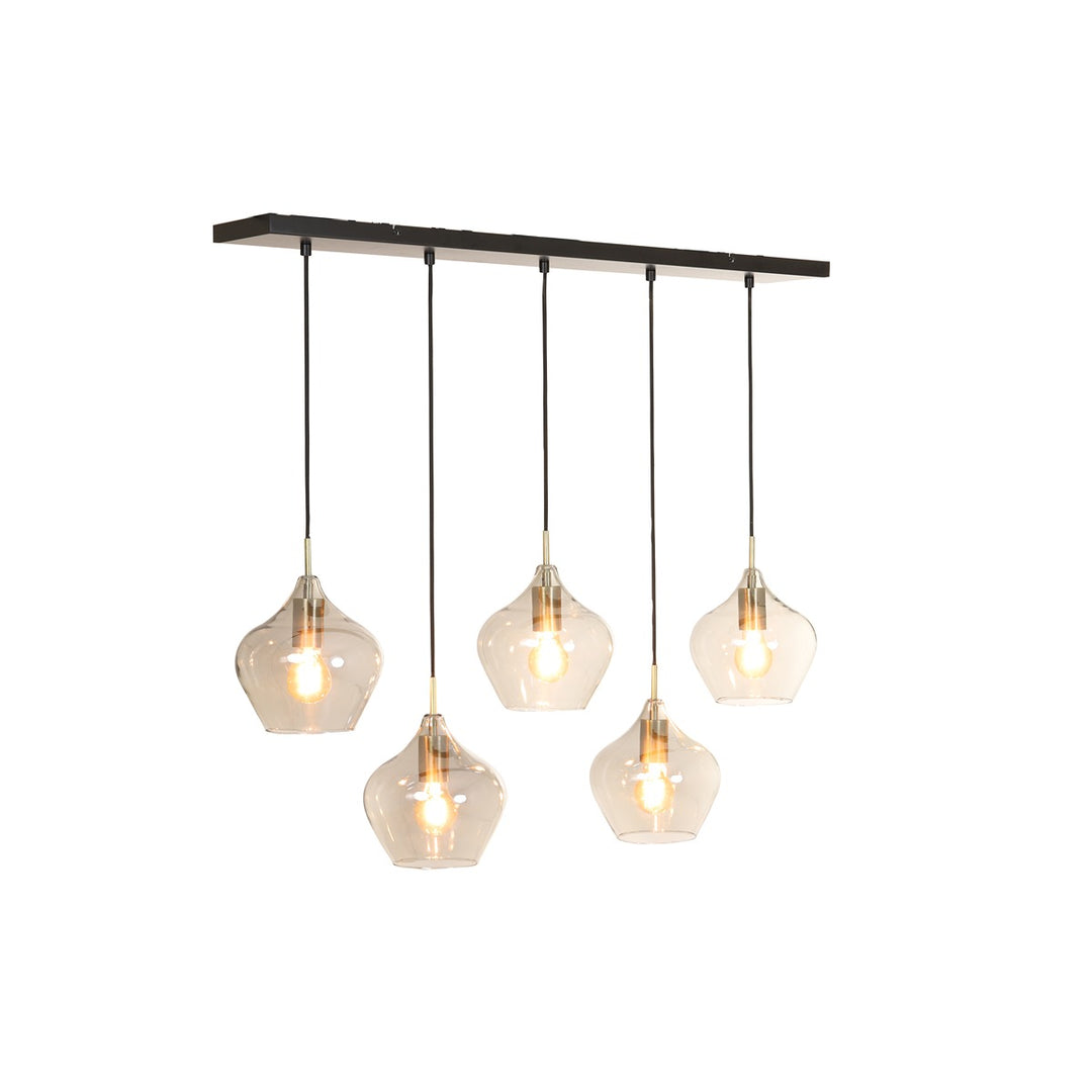 Rakel 5 Light Pendant Light - Antique Bronze & Smoked Glass Light & Living 6