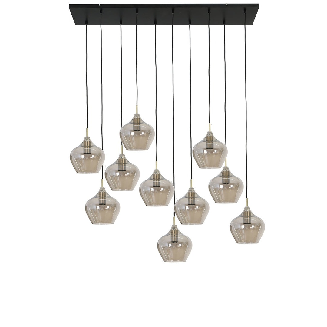 Rakel 10 Pendant Light - Antique Bronze & Smoked Glass Light & Living 1