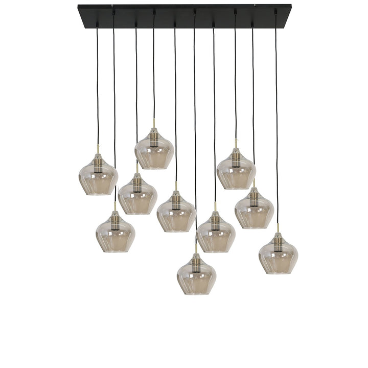 Rakel 10 Pendant Light - Antique Bronze & Smoked Glass Light & Living 1