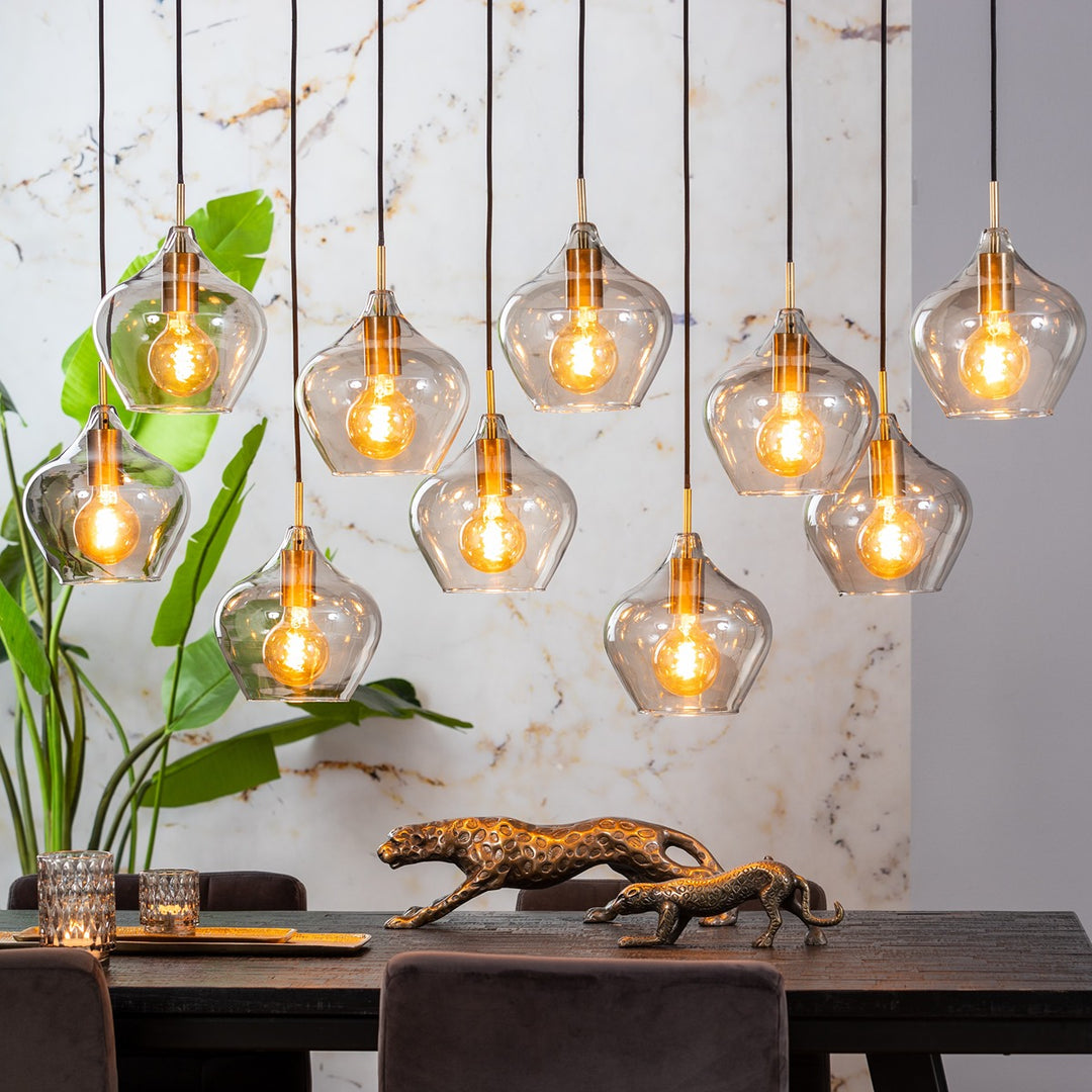 Rakel 10 Pendant Light - Antique Bronze & Smoked Glass Light & Living 2