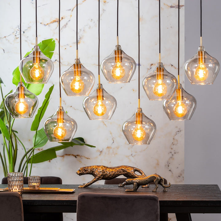 Rakel 10 Pendant Light - Antique Bronze & Smoked Glass Light & Living 2