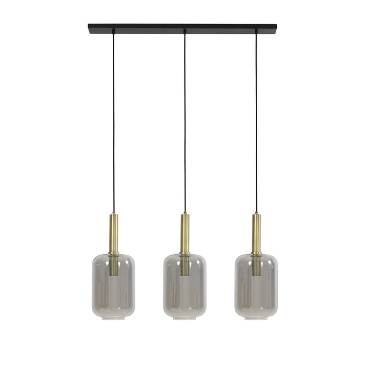 Lekar 3 Light Pendant Light - Antique Bronze & Smoked Glass Light & Living 1