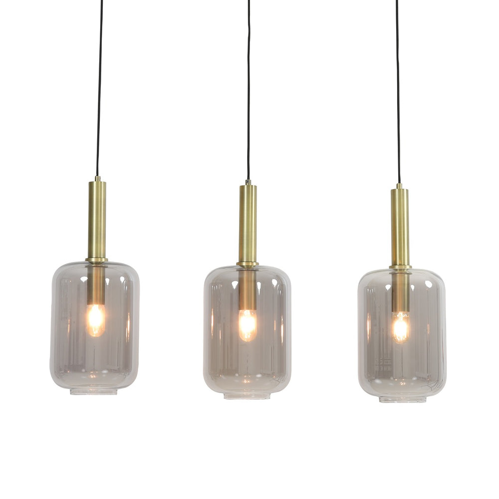 Lekar 3 Light Pendant Light - Antique Bronze & Smoked Glass Light & Living 2