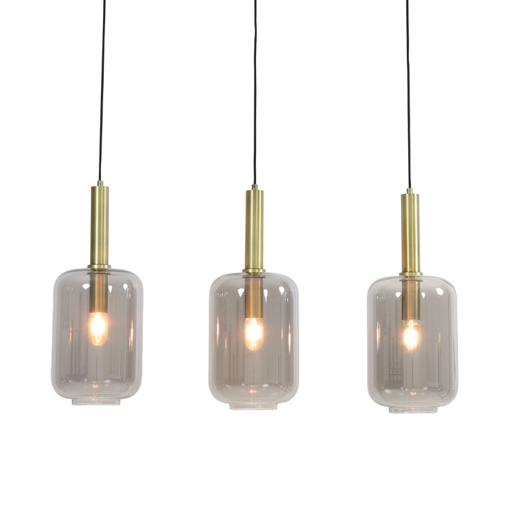 Lekar 3 Light Pendant Light - Antique Bronze & Smoked Glass Light & Living 2