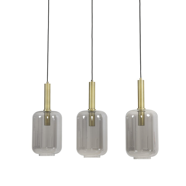 Lekar 3 Light Pendant Light - Antique Bronze & Smoked Glass Light & Living 3