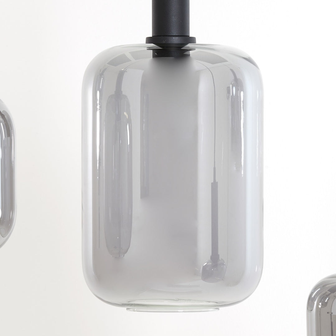 Lekar 5 Light Pendant Light - Black & Smoked Glass Light & Living 5
