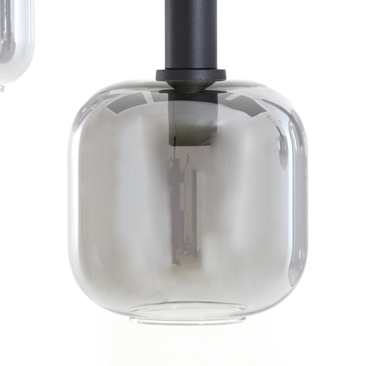 Lekar 5 Light Pendant Light - Black & Smoked Glass Light & Living 7
