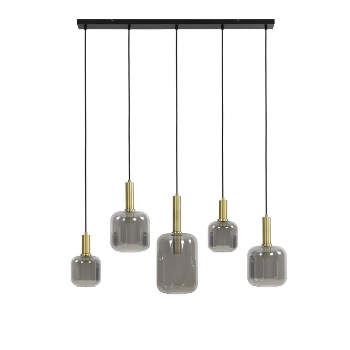 Lekar 5 Light Pendant Light - Antique Bronze & Smoked Glass Light & Living 1