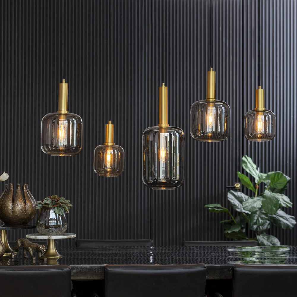 Lekar 5 Light Pendant Light - Antique Bronze & Smoked Glass Light & Living 2