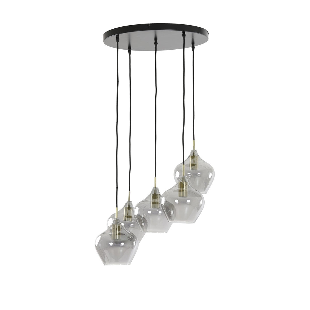 Rakel 5 Pendant Light - Antique Bronze & Smoked Glass Light & Living 1
