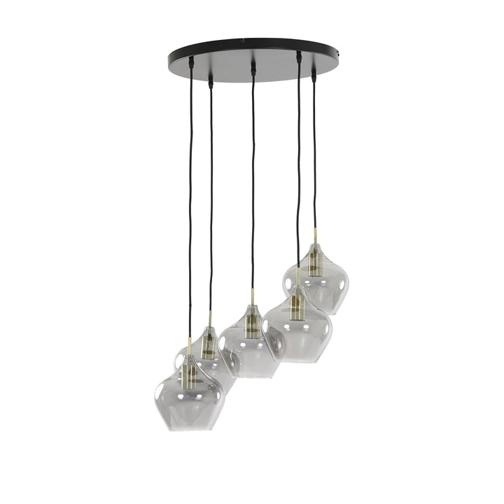 Rakel 5 Pendant Light - Antique Bronze & Smoked Glass Light & Living 1