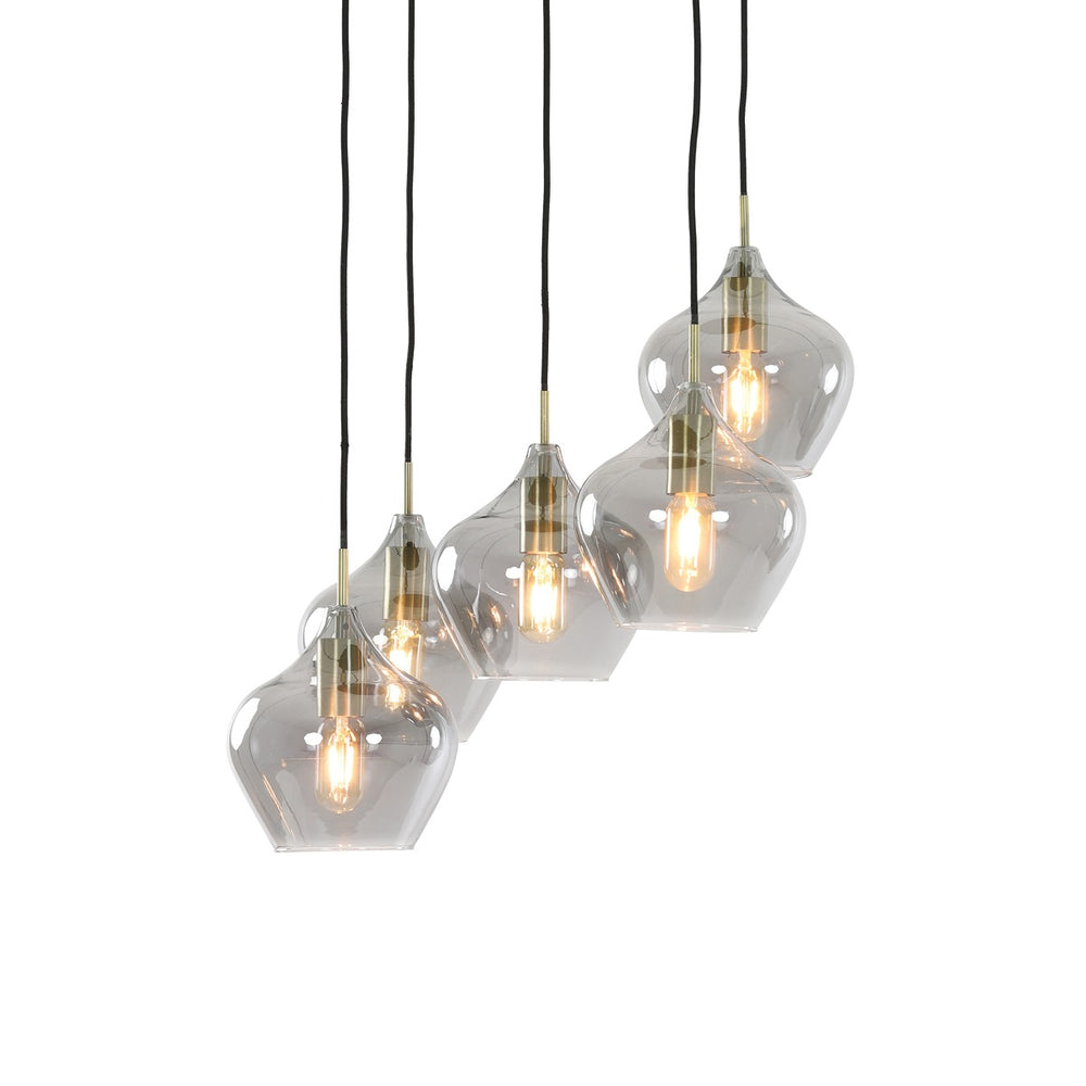 Rakel 5 Pendant Light - Antique Bronze & Smoked Glass Light & Living 2
