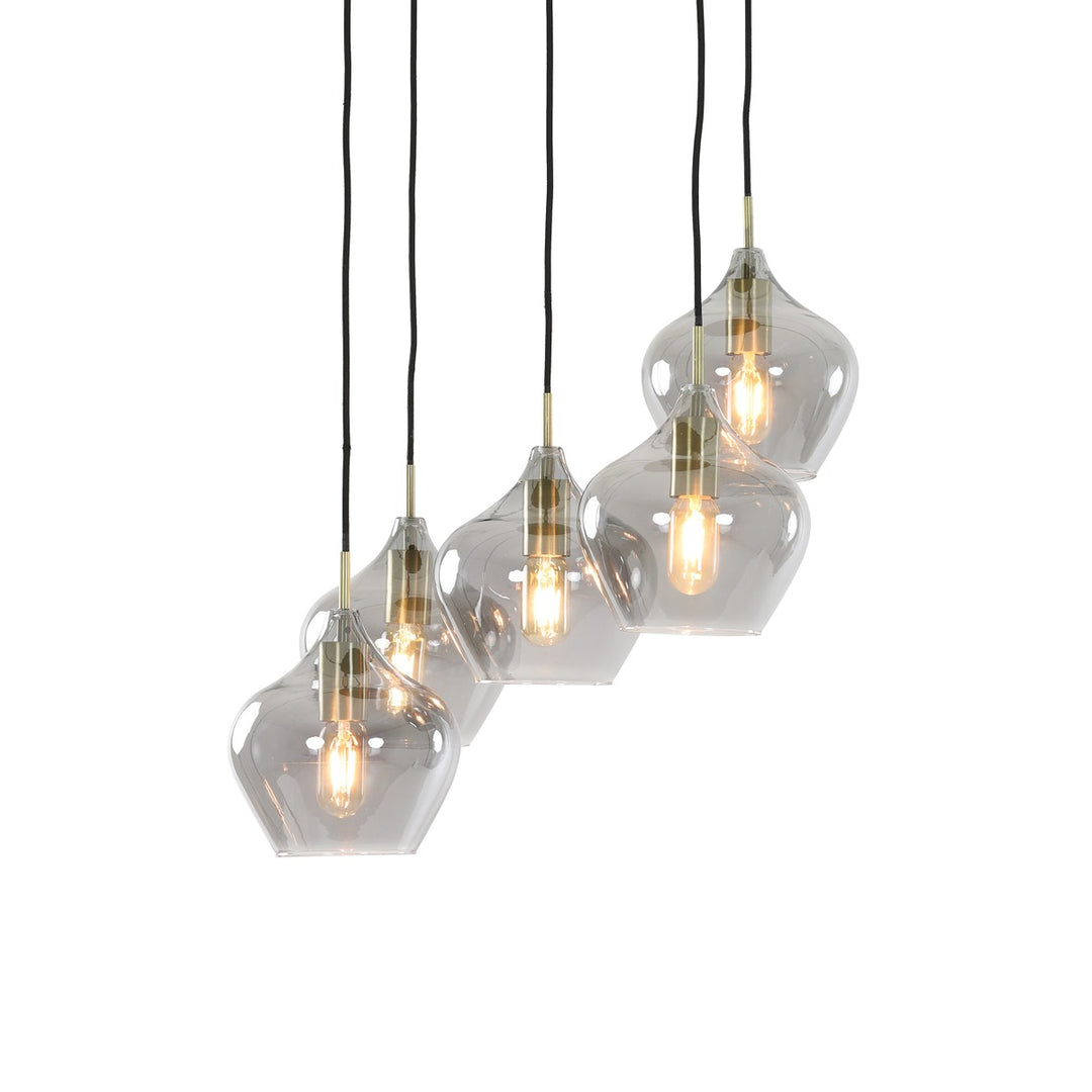 Rakel 5 Pendant Light - Antique Bronze & Smoked Glass Light & Living 2