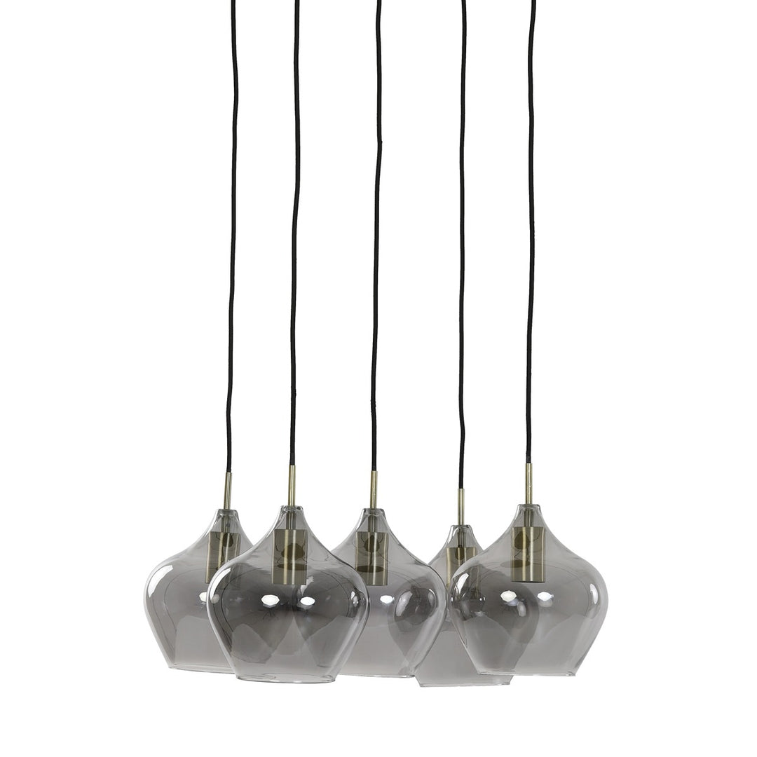 Rakel 5 Pendant Light - Antique Bronze & Smoked Glass Light & Living 3
