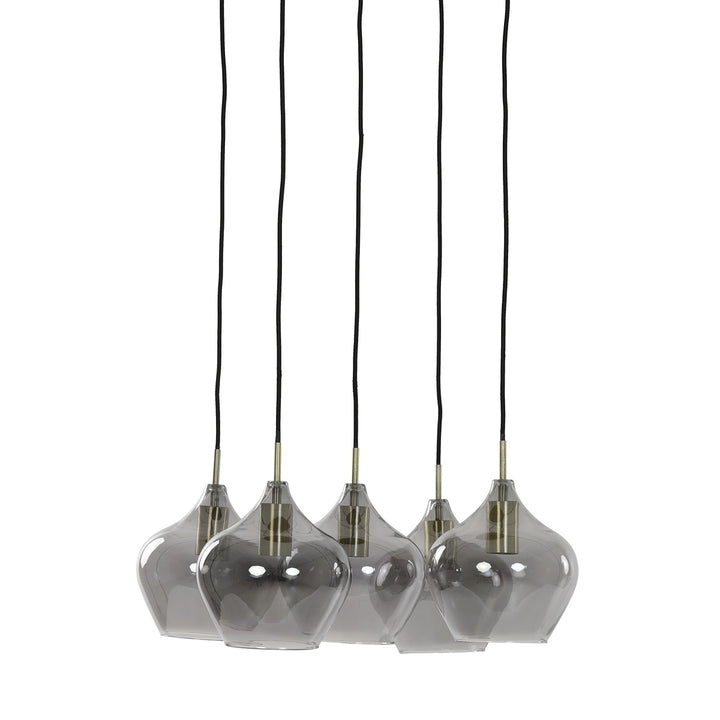 Rakel 5 Pendant Light - Antique Bronze & Smoked Glass Light & Living 3