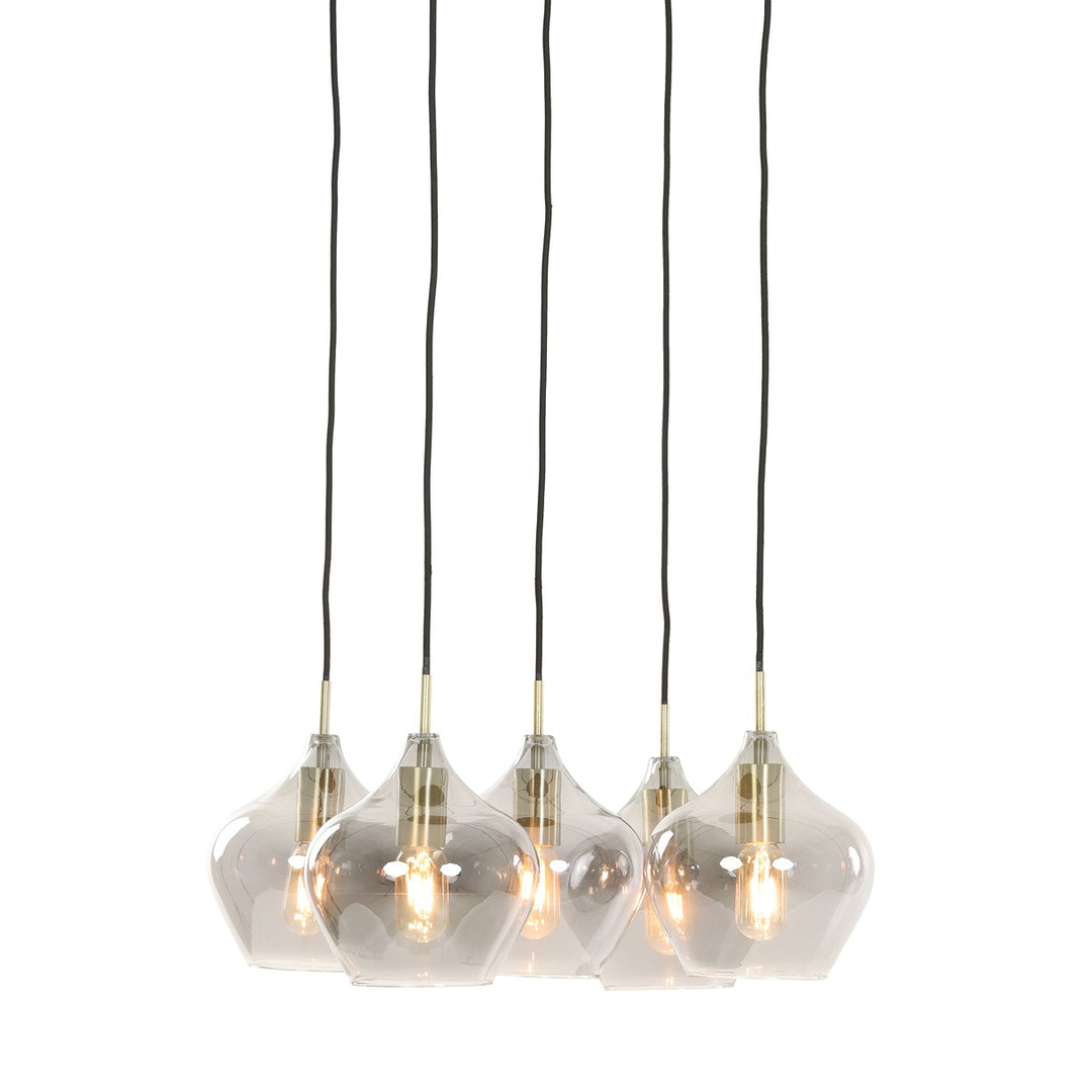 Rakel 5 Pendant Light - Antique Bronze & Smoked Glass Light & Living 4