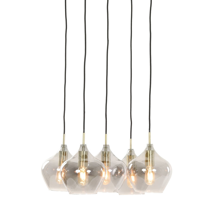 Rakel 5 Pendant Light - Antique Bronze & Smoked Glass Light & Living 4
