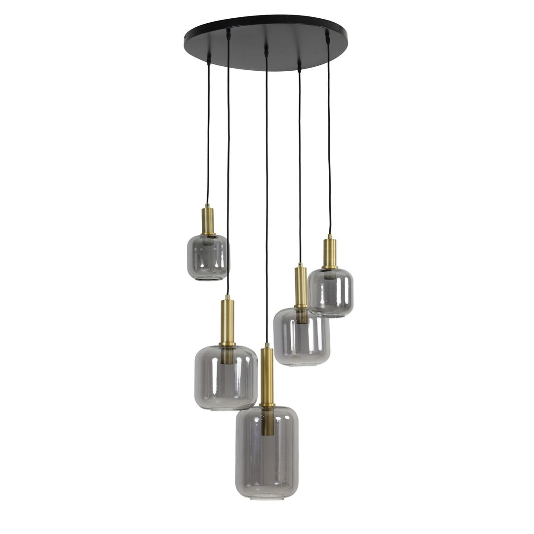 Lekar 5 Pendant Light - Antique Bronze & Smoked Glass Light & Living 1
