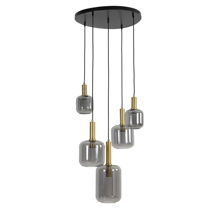 Lekar 5 Pendant Light - Antique Bronze & Smoked Glass Light & Living 1