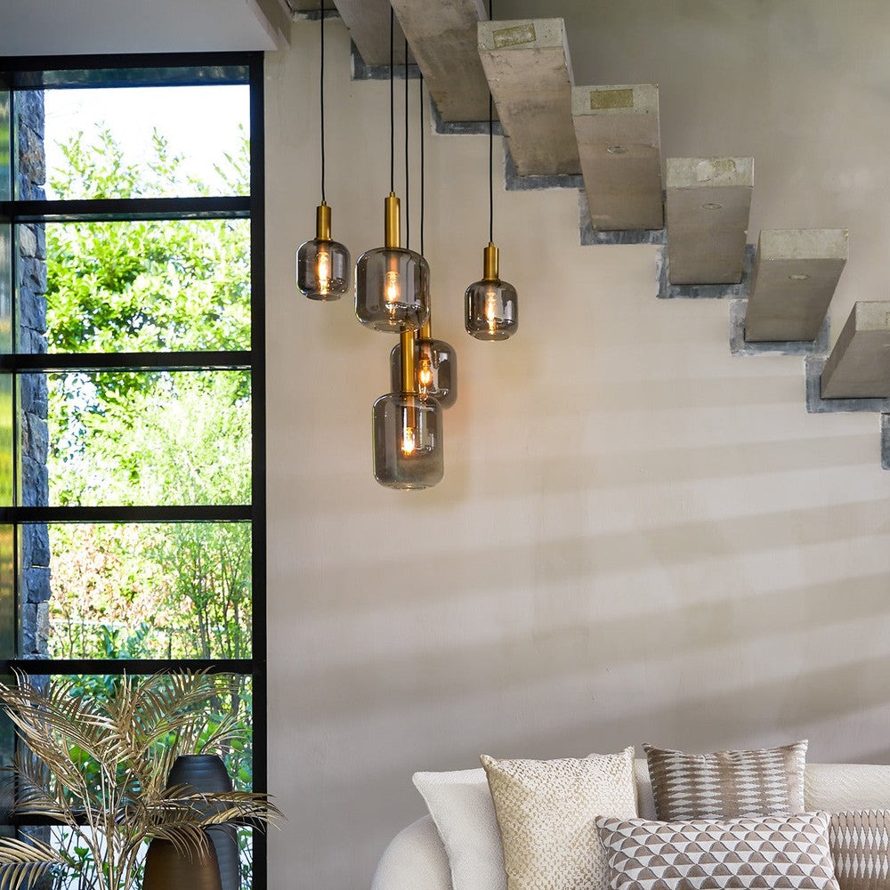 Lekar 5 Pendant Light - Antique Bronze & Smoked Glass Light & Living 2