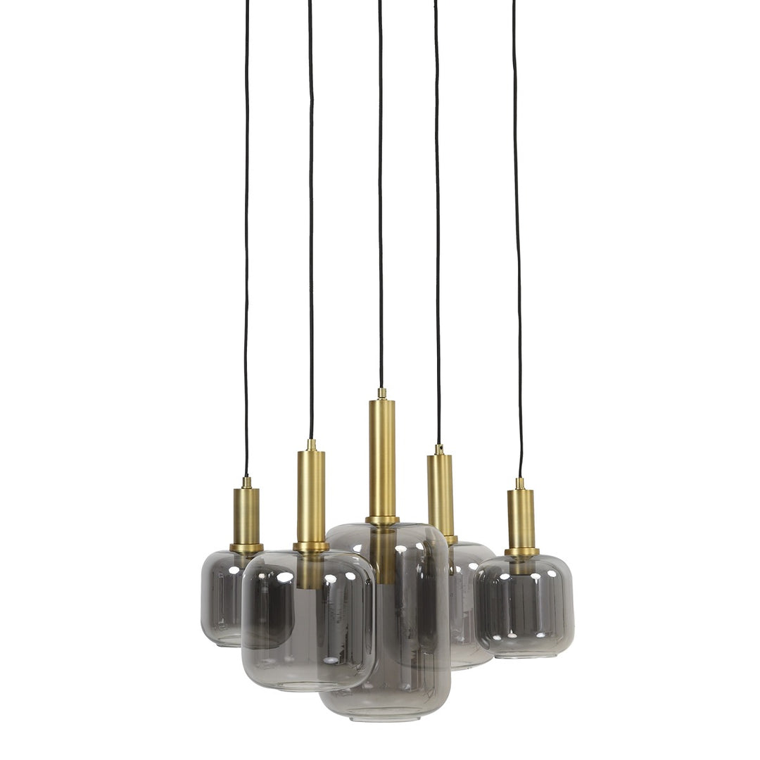 Lekar 5 Pendant Light - Antique Bronze & Smoked Glass Light & Living 4