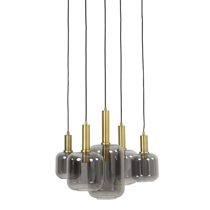 Lekar 5 Pendant Light - Antique Bronze & Smoked Glass Light & Living 4
