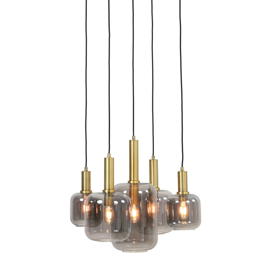 Lekar 5 Pendant Light - Antique Bronze & Smoked Glass Light & Living 5