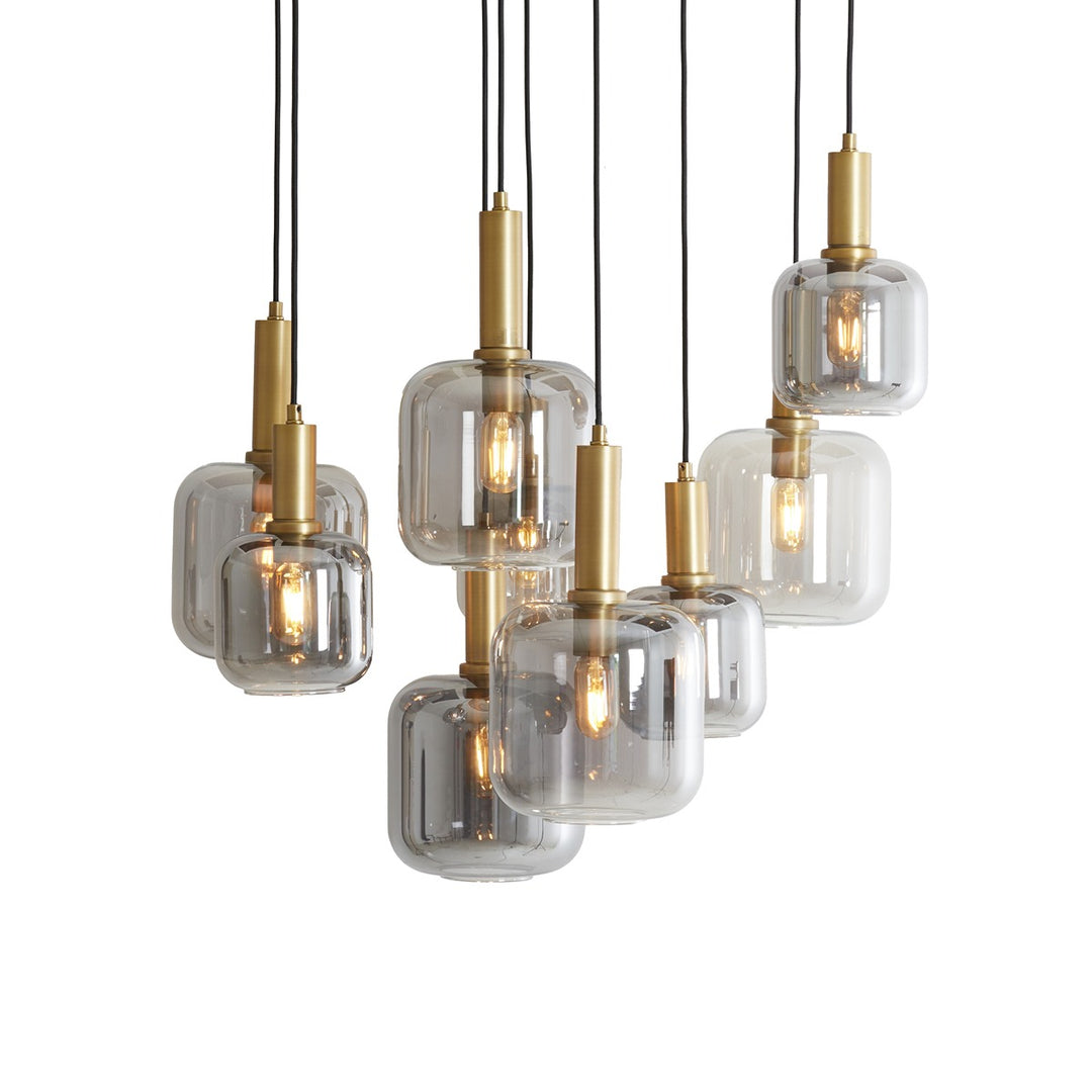 Lekar 9 Pendant Light - Antique Bronze & Smoked Glass Light & Living 9