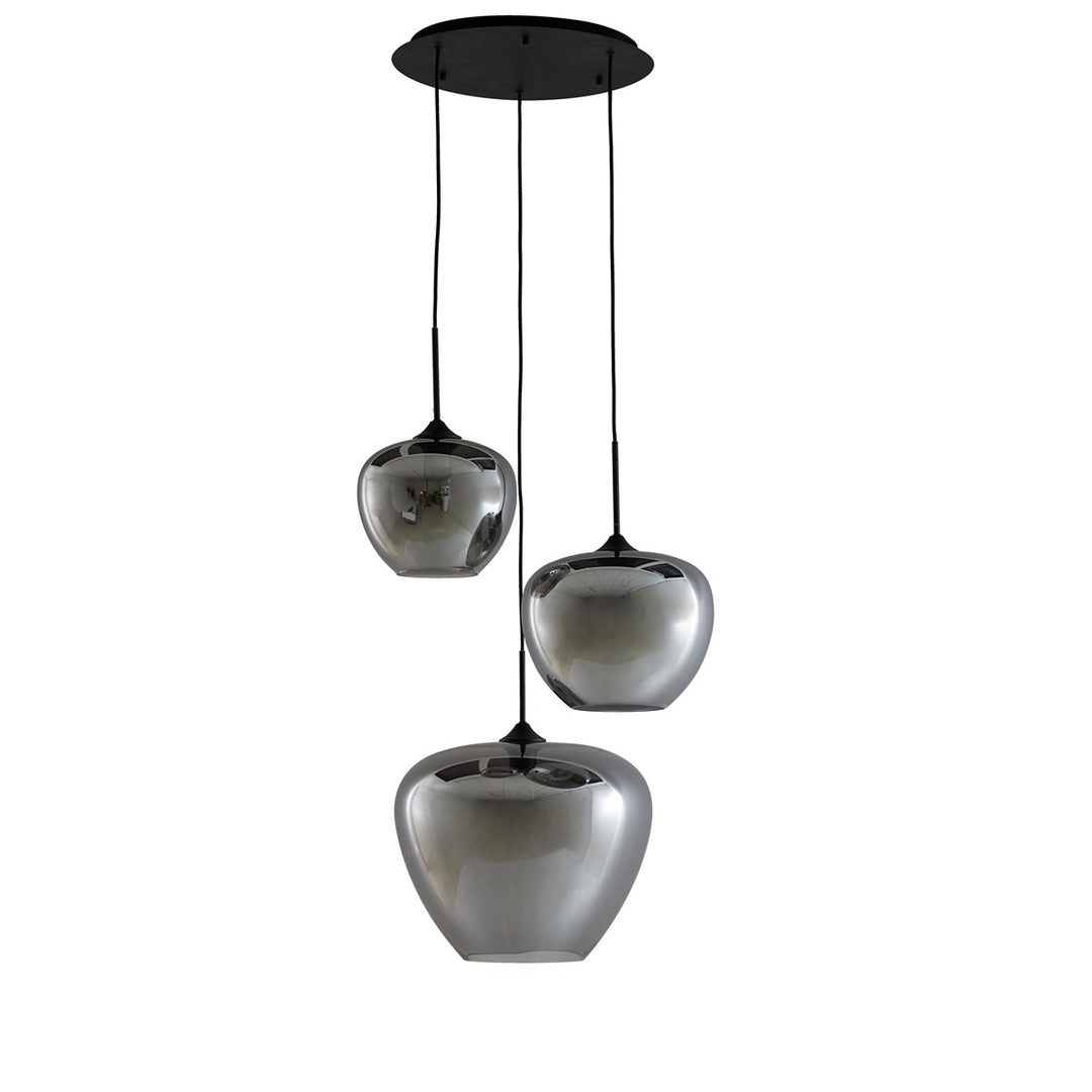 Mayson 3 Light Pendant Light - Matte Black & Smoked Glass Light & Living 1