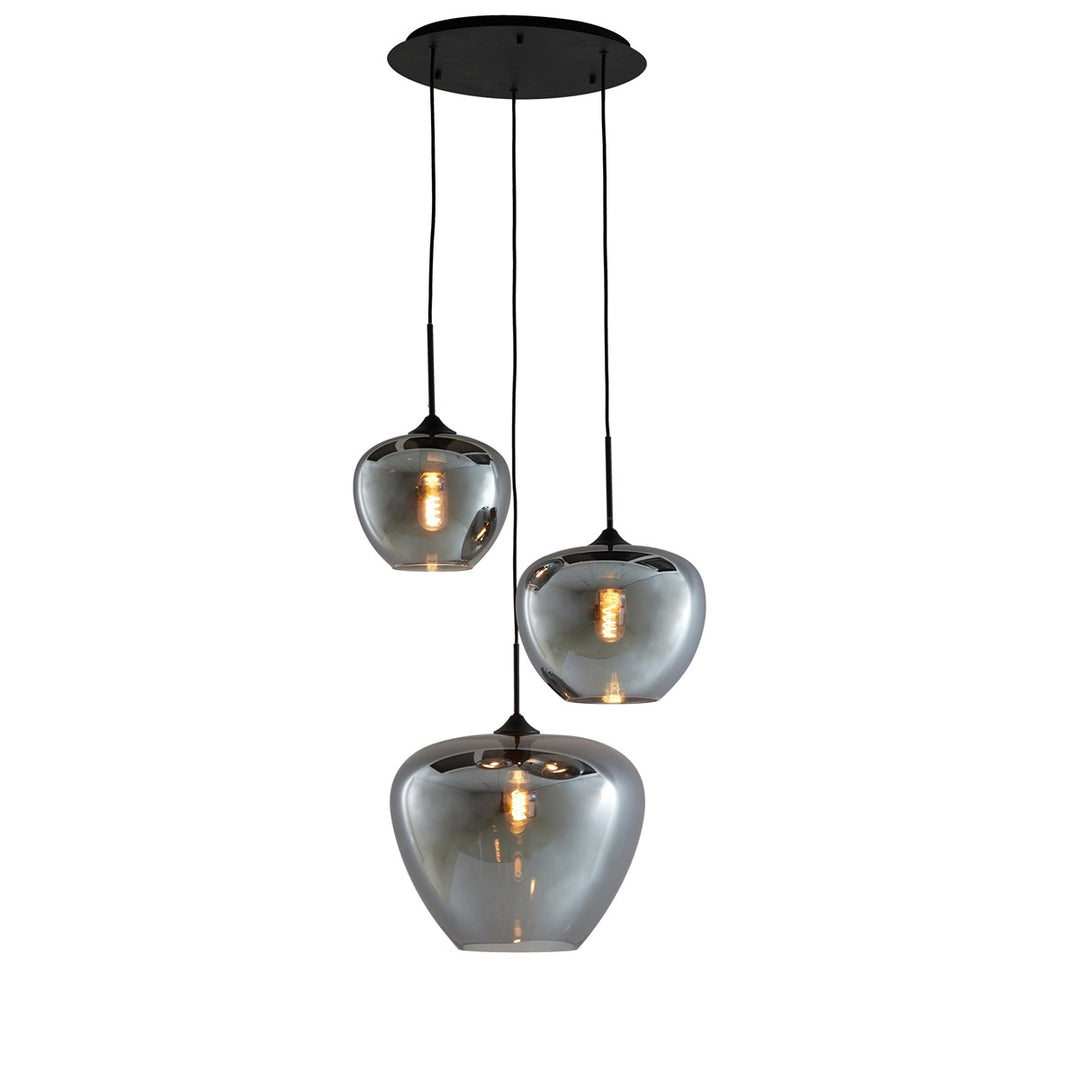 Mayson 3 Light Pendant Light - Matte Black & Smoked Glass Light & Living 5