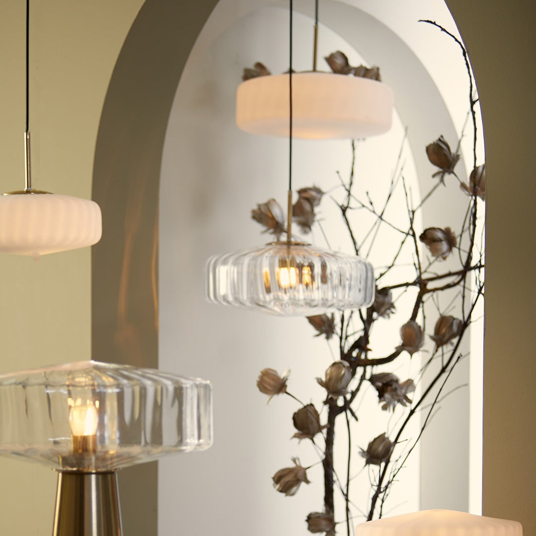 Pleat Pendant Light - Gold & Matte White Light & Living 2