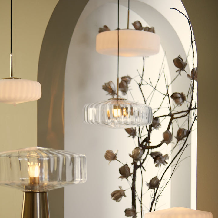 Pleat Pendant Light - Gold & Matte White Light & Living 2