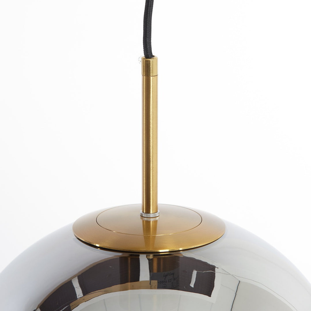 Medina 3 Light Pendant Light - Gold & Smoked Glass Light & Living 3