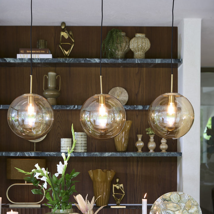 Medina 3 Light Pendant Light - Amber & Gold Light & Living 2
