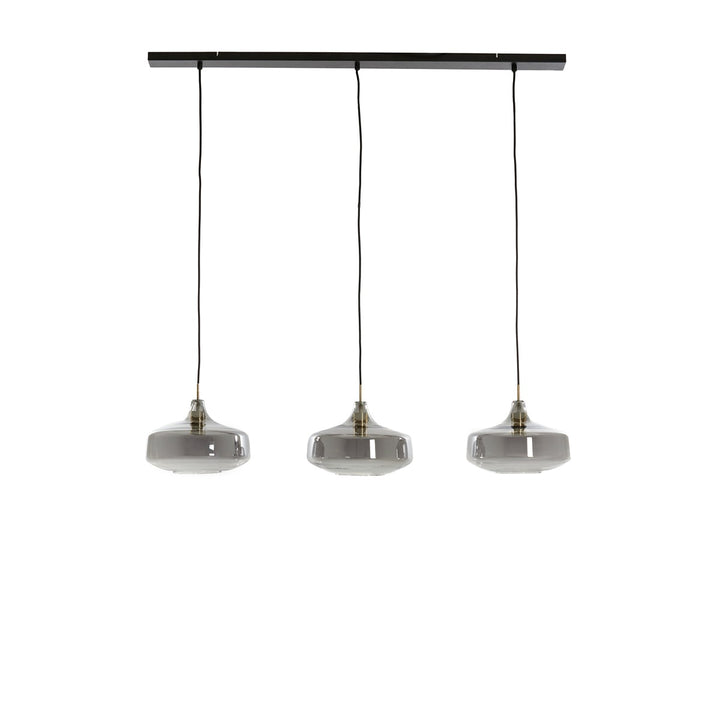 Solna 3 Light Pendant Light - Antique Bronze & Smoked Glass Light & Living 1
