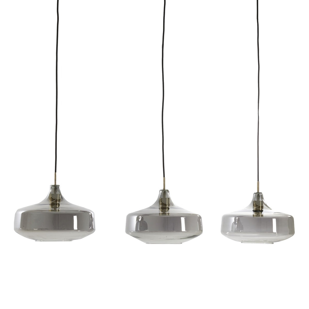 Solna 3 Light Pendant Light - Antique Bronze & Smoked Glass Light & Living 2